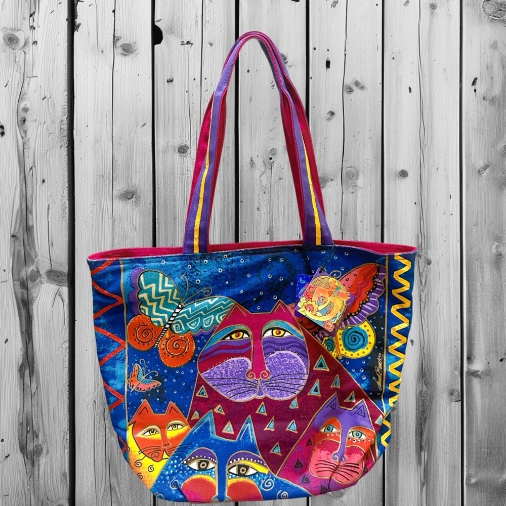 Laurel Burch Multicolor Cat Art Tote